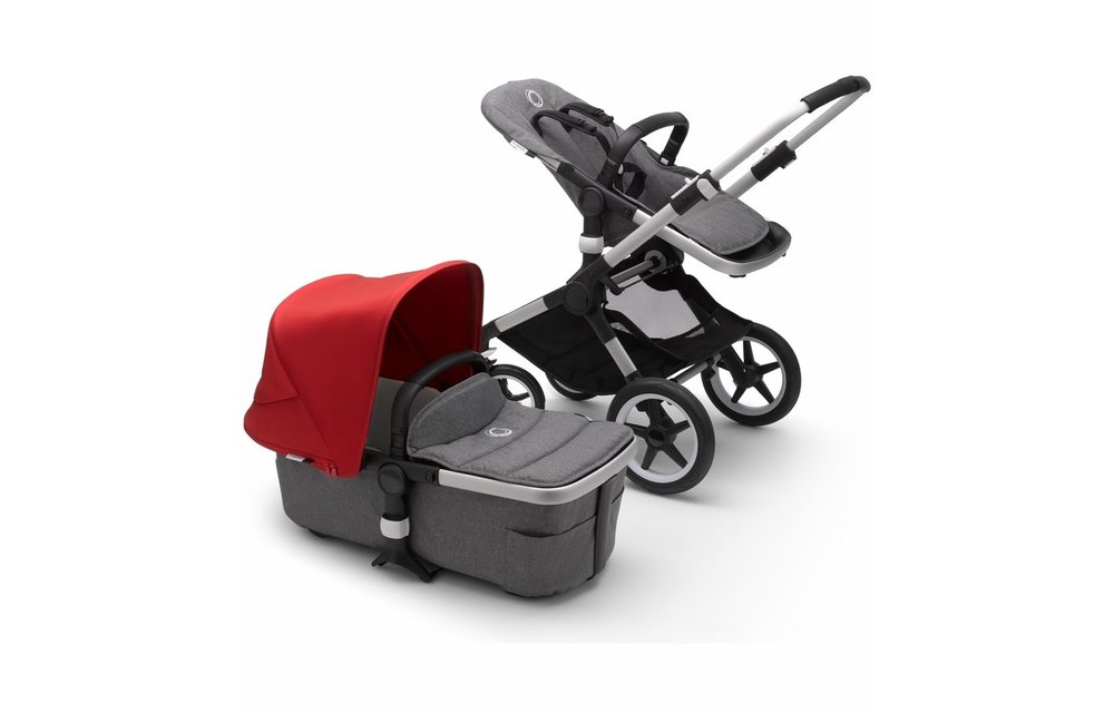 Bugaboo Fox2 Complete Stroller - Aluminum/Grey Melange/Red