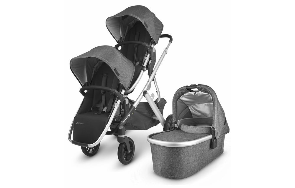 UPPAbaby 2020 Vista V2 Double Stroller - Jordan (Charcoal Mélange/Silver/Black Leather)