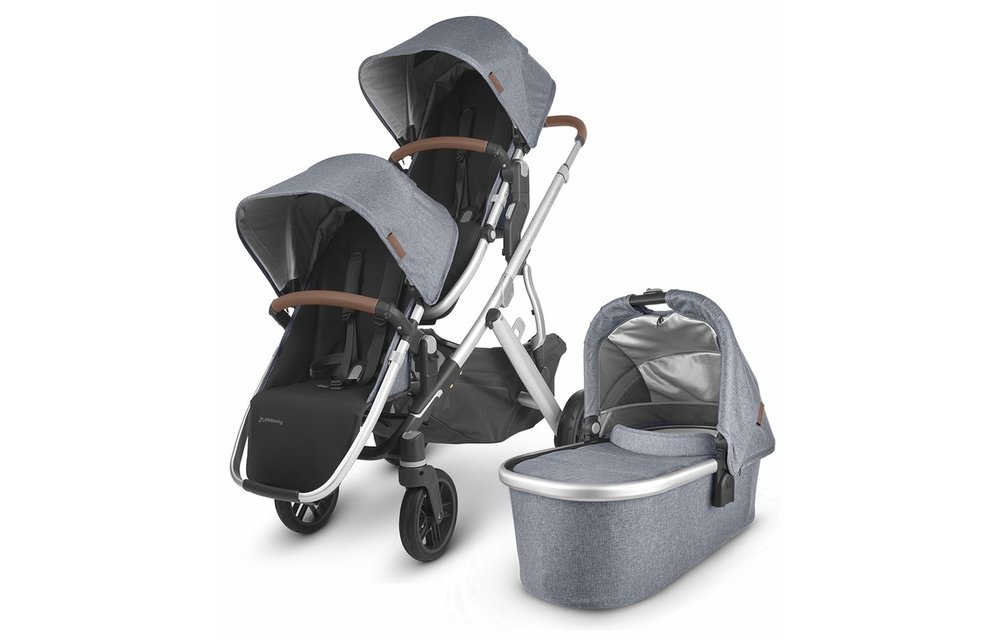 UPPAbaby 2020 Vista V2 Double Stroller - Gregory (Blue Mélange/Silver/Saddle Leather)