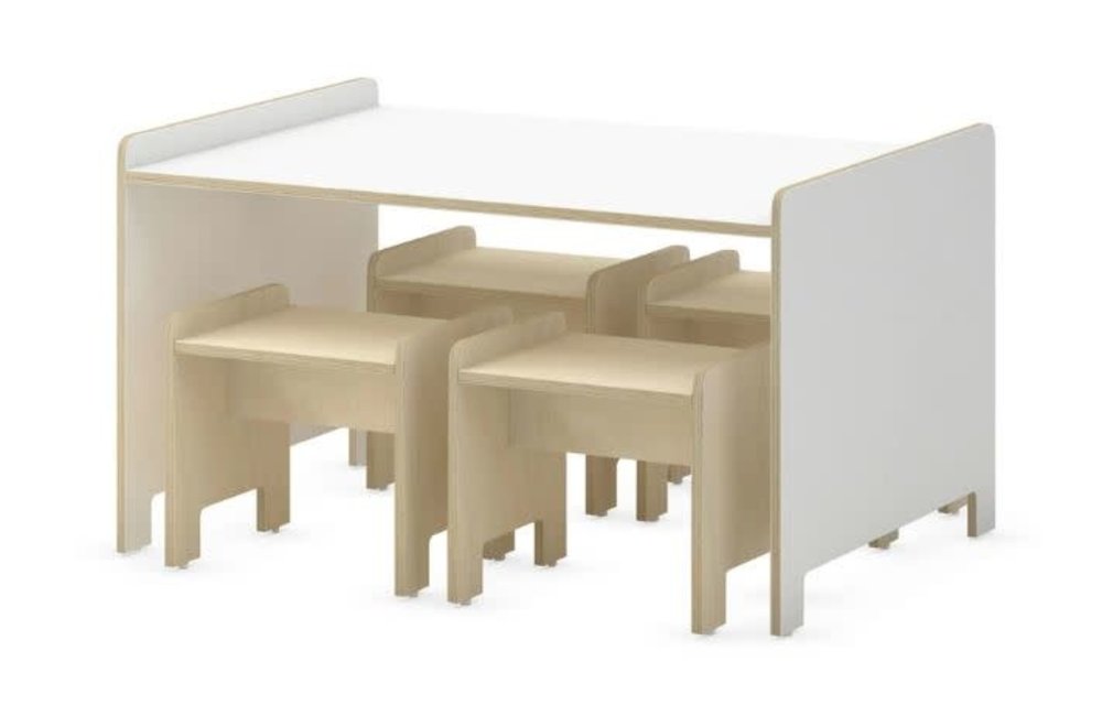 Duc Duc Juno Playtable & Playstools In White