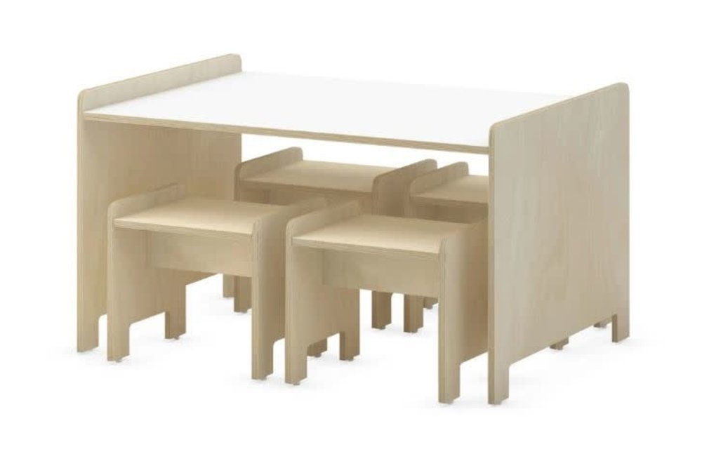 Duc Duc Juno Playtable & Playstools In Natural Birch