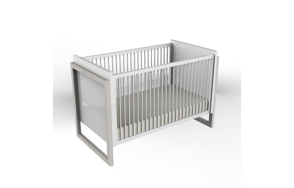 Duc Duc Campaign Crib II In Solid Color Glaze Silver On Oak