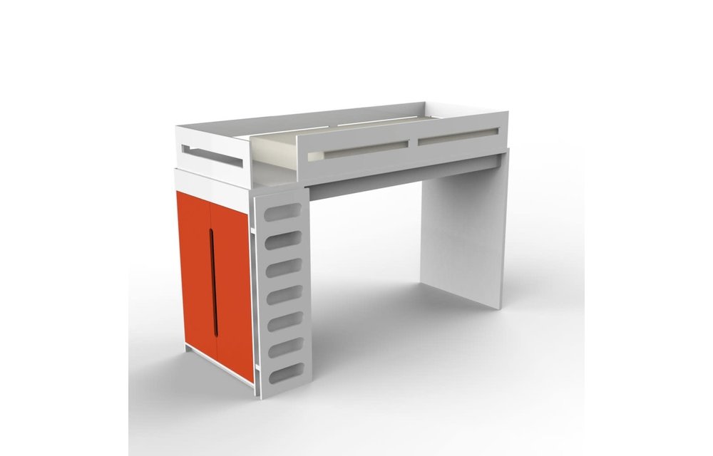 Duc Duc Alex Loft Bed In White/Orange