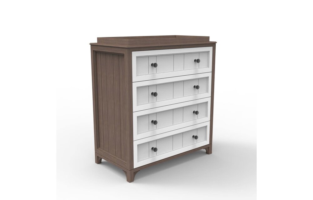 Duc Duc Stonington 4 Drawer Changer In Toned Walnut Heavy/White