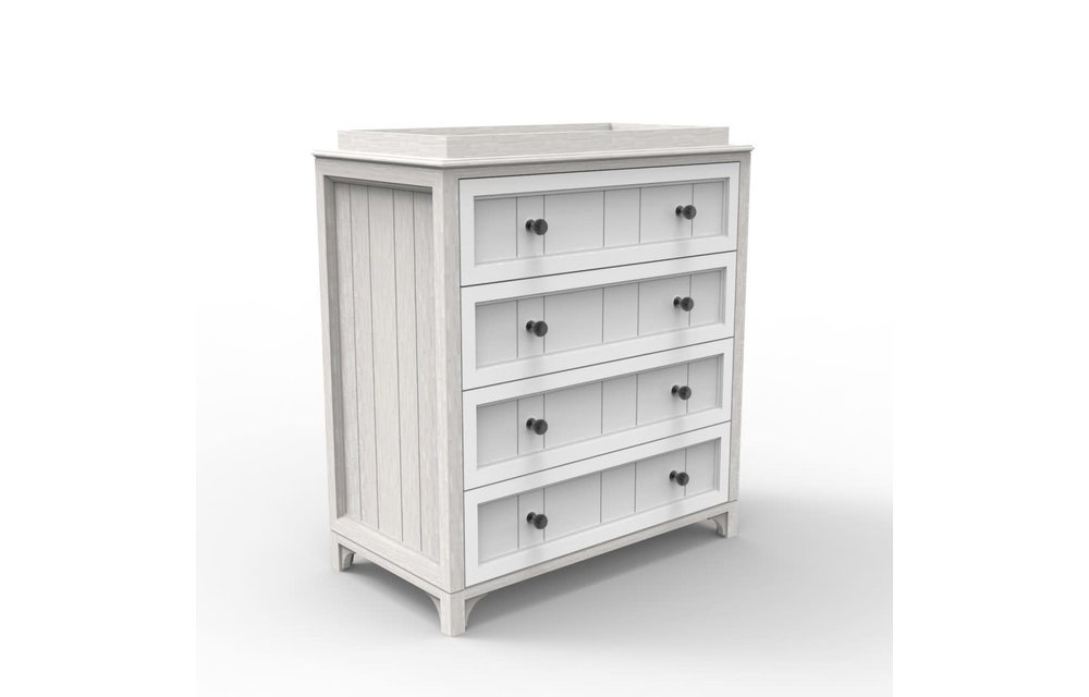 Duc Duc Stonington 4 Drawer Changer In Solid Color Glaze On Oak/White