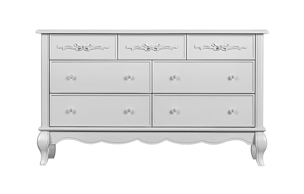 Evolur Baby Aurora Double Dresser In Akoya Grey Pearl /Silver Mist