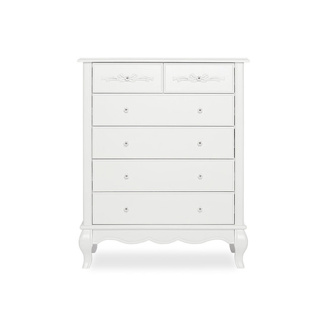 Evolur Baby Aurora 5 Drawer Chest Tall Chest In Frost White  (Pearl Shimmer)
