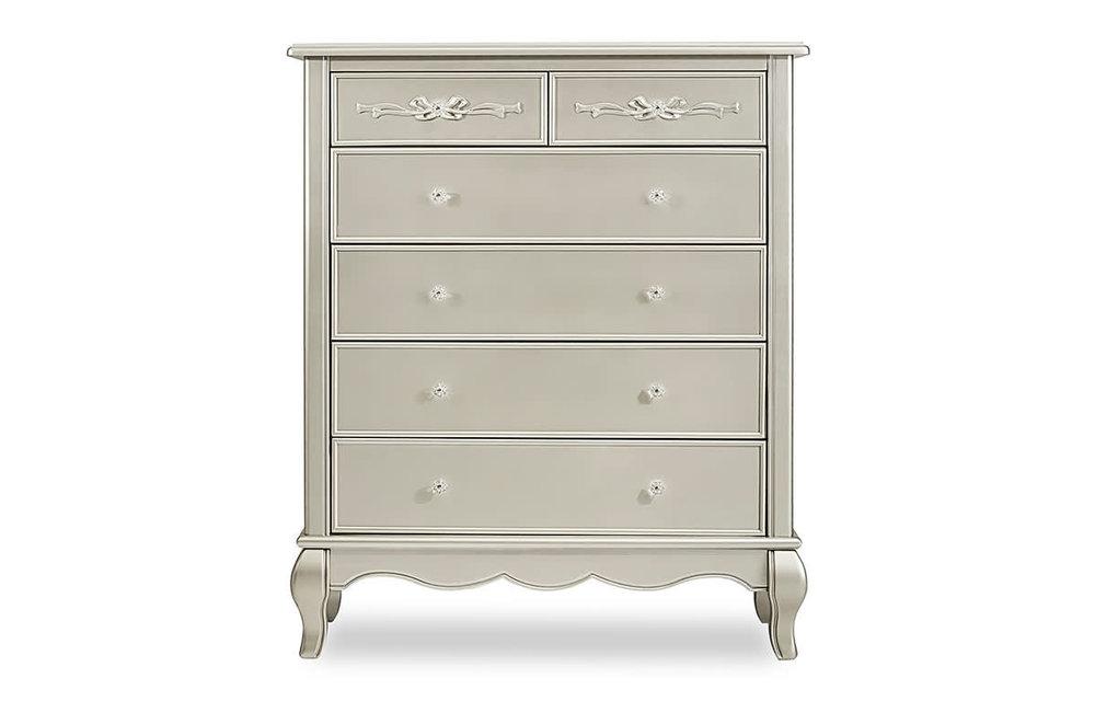 Evolur Baby Aurora 5 Drawer Chest In Metallic Gold Dust