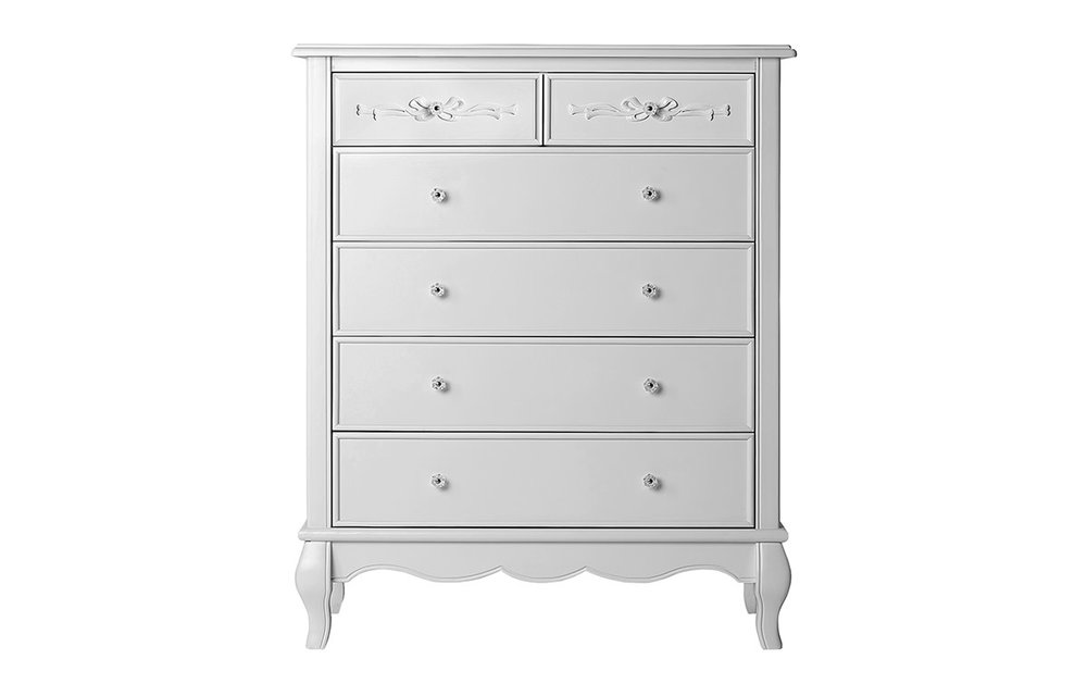 Evolur Baby Aurora 5 Drawer Chest Tall Chest In Akoya Grey (Pearl) / Silver Mist