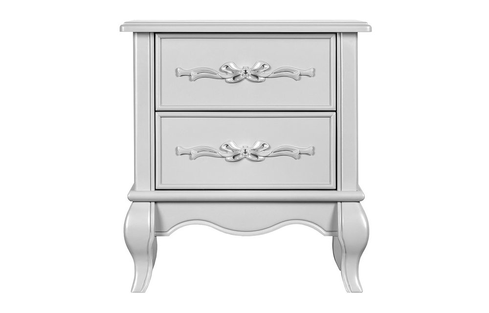 Evolur Baby Aurora Night Stand In Akoya Grey (Pearl) / Silver Mist