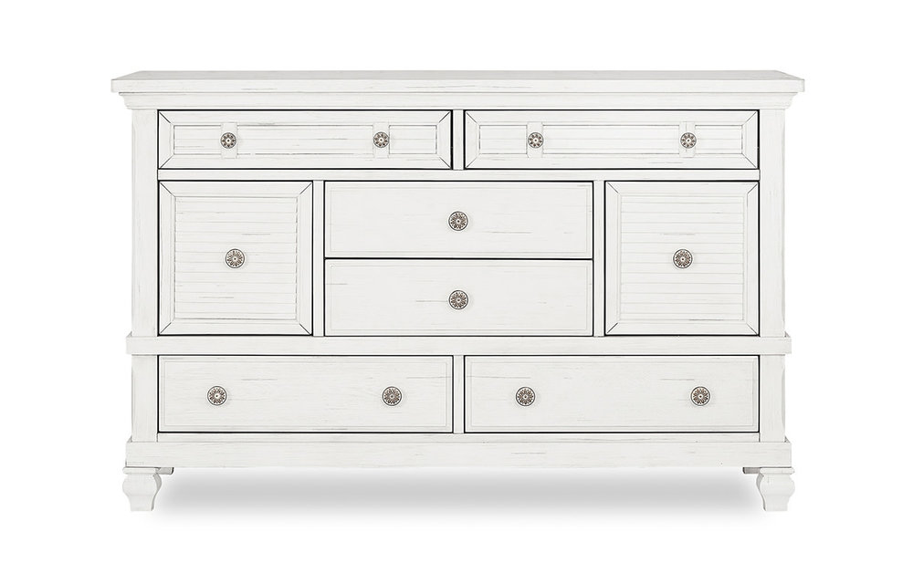 Evolur Baby Cape May Double Dresser In Weathered White