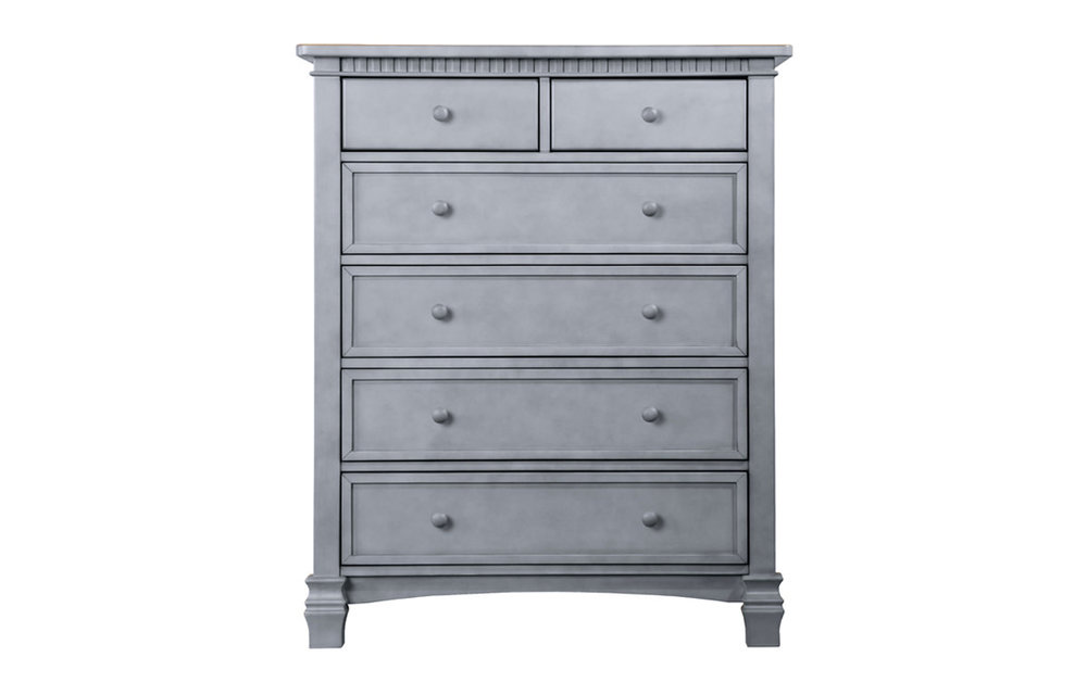 Evolur Baby Cheyenne 5 Drawer Tall Chest In Storm Grey/Steel Grey