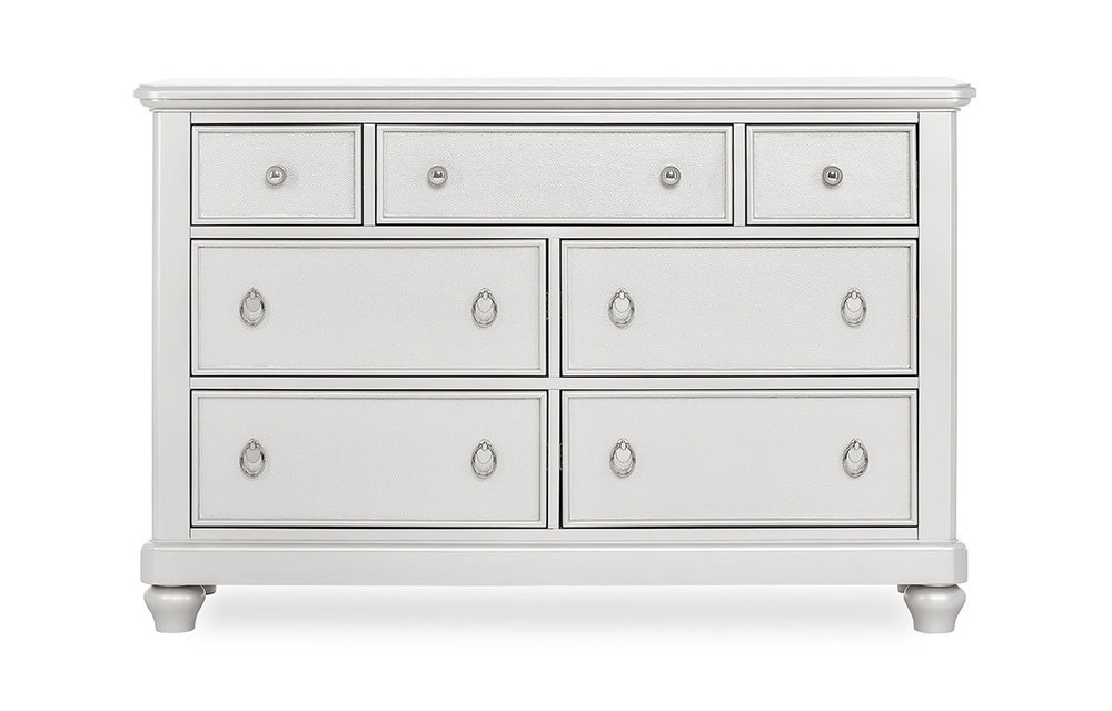 Evolur Baby Glam Double Dresser In Silver Pearl Shimmer
