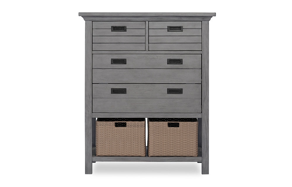 Evolur Baby Waverly Tall Chest With Baskets In Rustic Grey