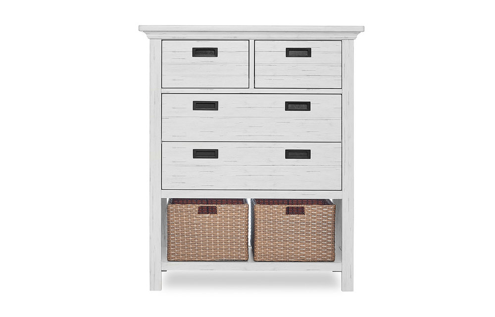 Evolur Baby Waverly Tall Chest With Baskets In Weathered White