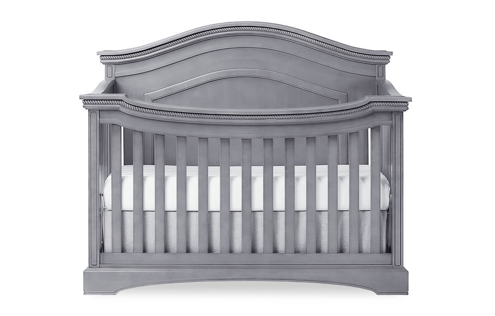 Evolur Baby Windsor (Curved Top) 5-in-1 Convertible Crib In Storm Grey/Steel Grey