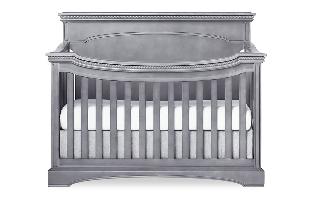 Evolur Baby Windsor (Flat Top) 5-in-1 Convertible Crib In Storm Grey/Steel Grey