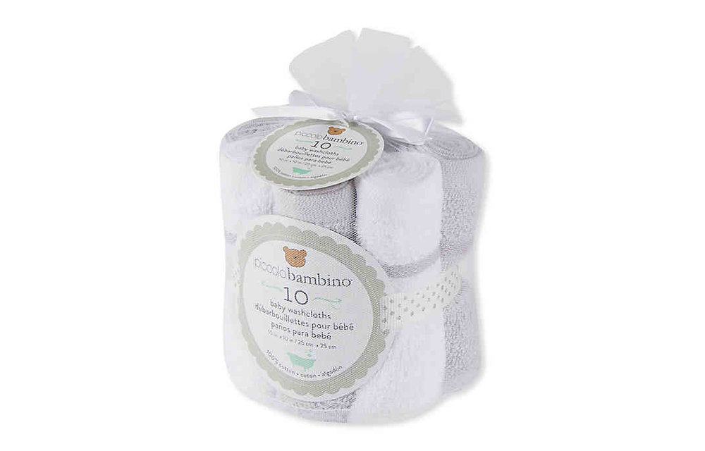 Piccolino Bambino 10 Pk Large Hemmed Washcloths Unisex