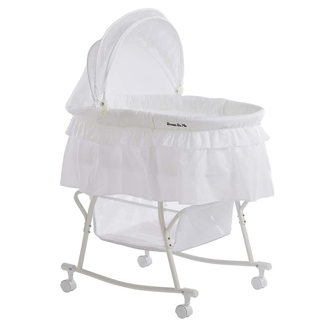 Dream on Me Lacy Portable 2-in-1 Bassinet In White