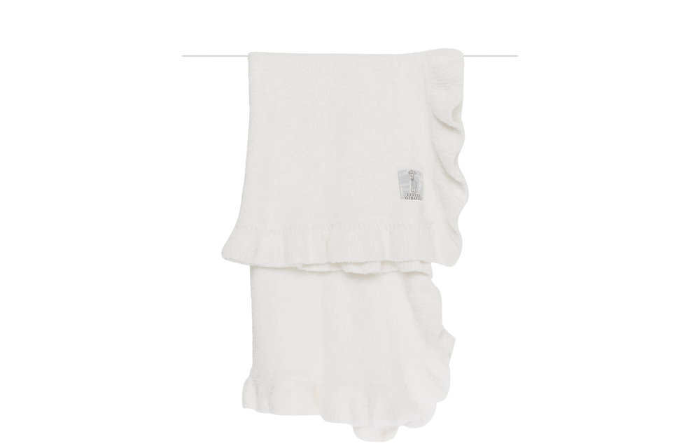Little Giraffe Dolce Ruffle Blanket in White
