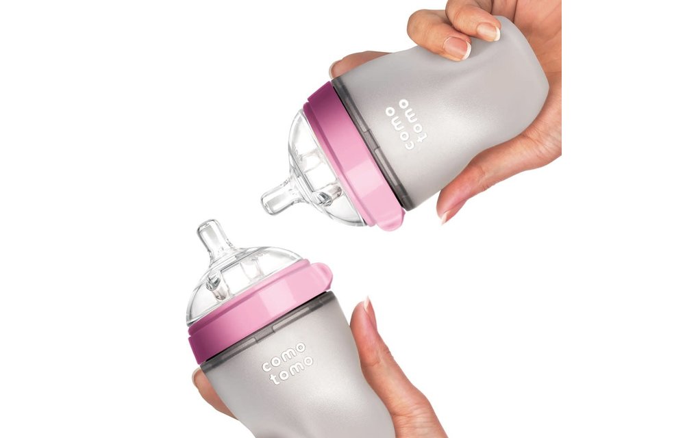 Comotomo Baby Bottle, Pink, 8 Ounce (2 Pack)