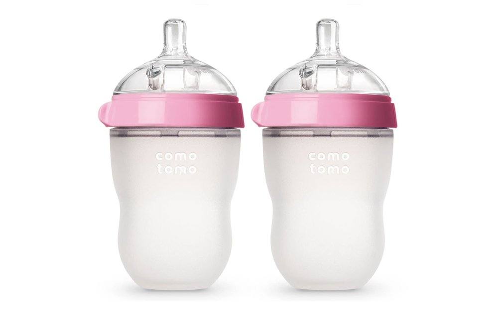 Comotomo Baby Bottle, Pink, 8 Ounce (2 Pack)