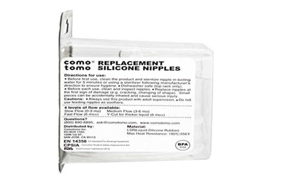 Comotomo Silicone Replacement Nipple, Fast Flow, 6+ Months, 2 Count