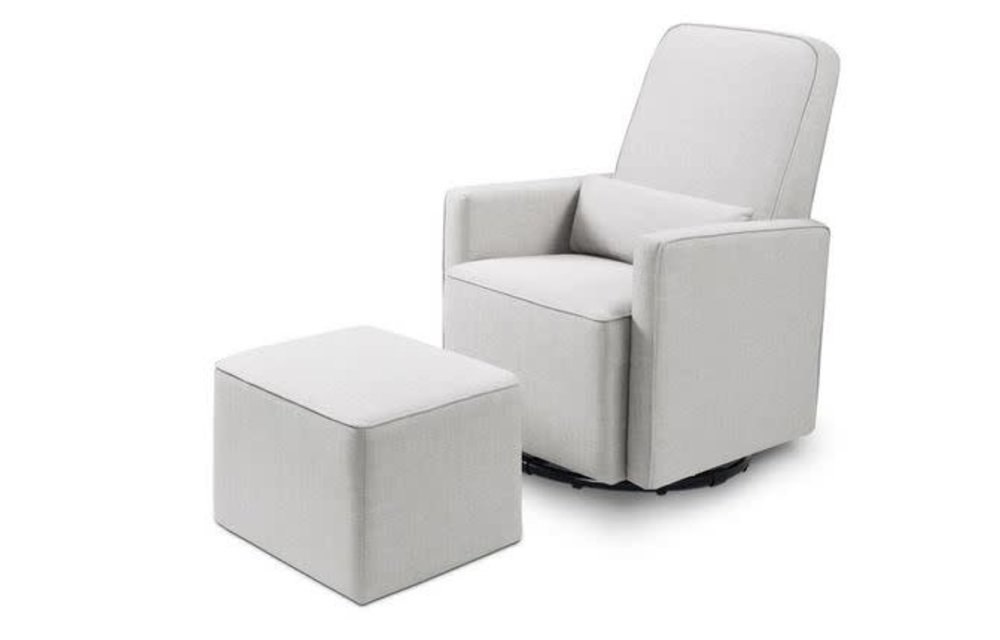 Baby Letto Whitney Swivel Glider With Ottoman In Light Grey Tweed