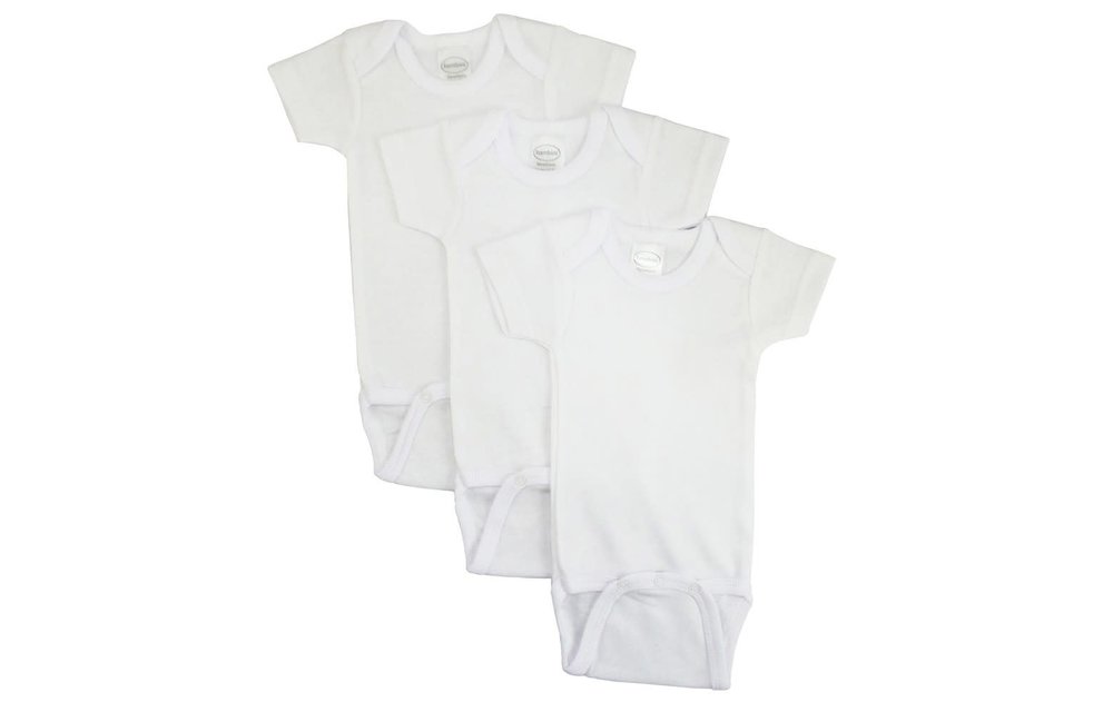 Bambini White Short Sleeve Onesie In Medium (12-18 Months)