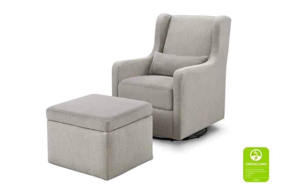 Carters By Davinci Adrian Swivel Glider with Storage Ottoman in Performance Grey Linen