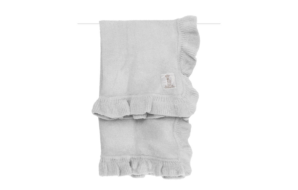 Little Giraffe Dolce Ruffle Blanket in Silver