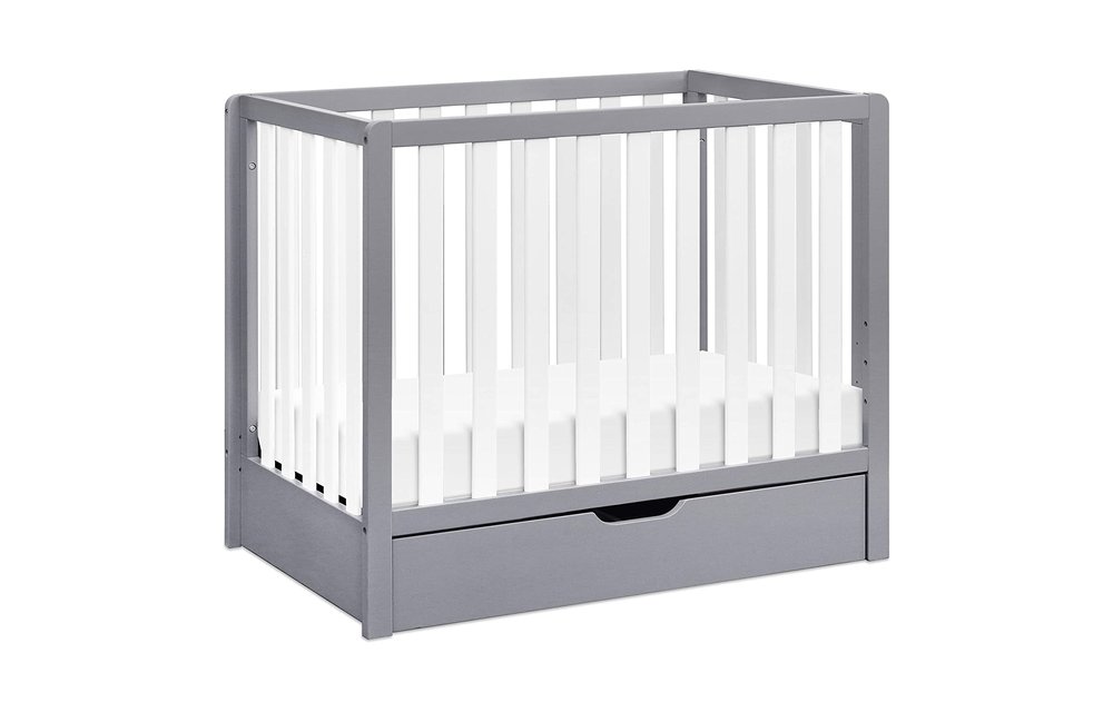 Davinci Colby 4-in-1 Convertible Mini Crib w/ Trundle Drawer In Grey/White