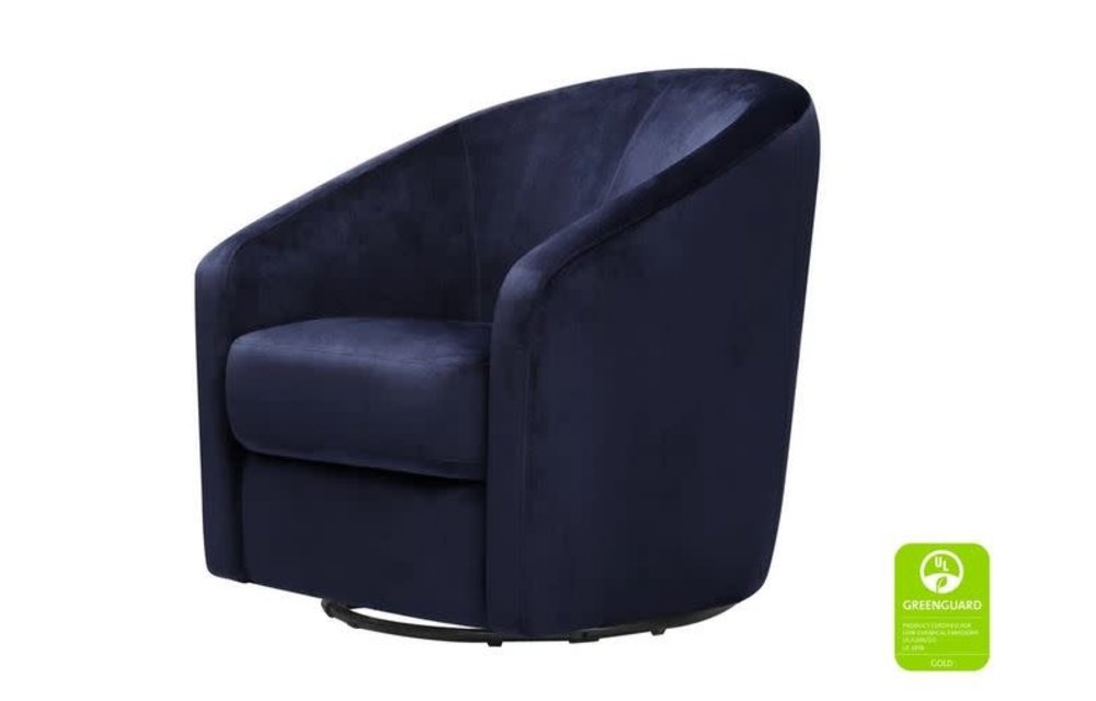 Baby Letto Madison Swivel Glider In Navy Blue Microsuede