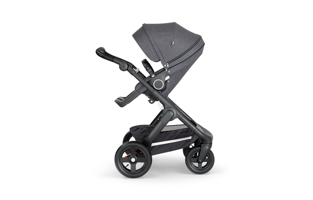 CLOSEOUT!! Stokke Trailz Black Frame- Black Handle Stroller With Terrain Wheels Black Melange