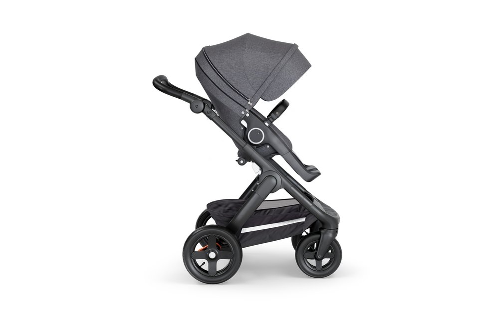 CLOSEOUT!! Stokke Trailz Black Frame- Black Handle Stroller With Terrain Wheels Black Melange