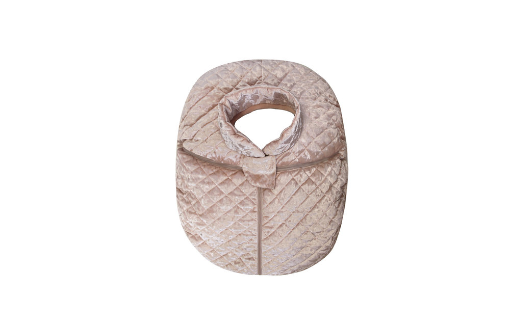7 A.M. Car Seat Cover - Cocoon In Quilted Rose Petal Velvet 0-12 Months