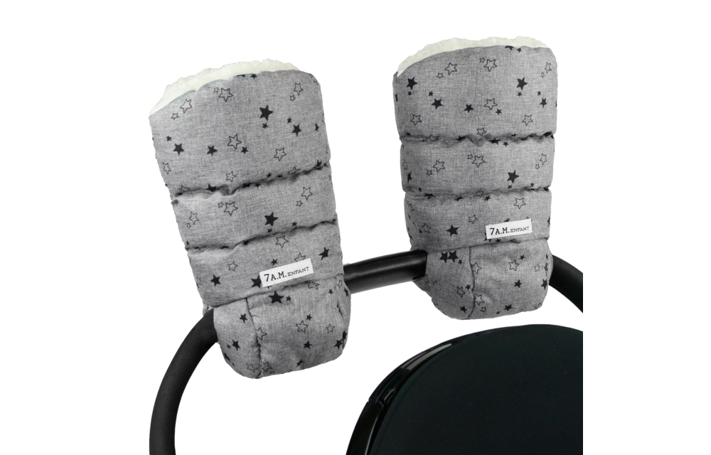 CLOSEOUT!! 7 A.M. Enfant Warmmuffs In Heather Grey Stars