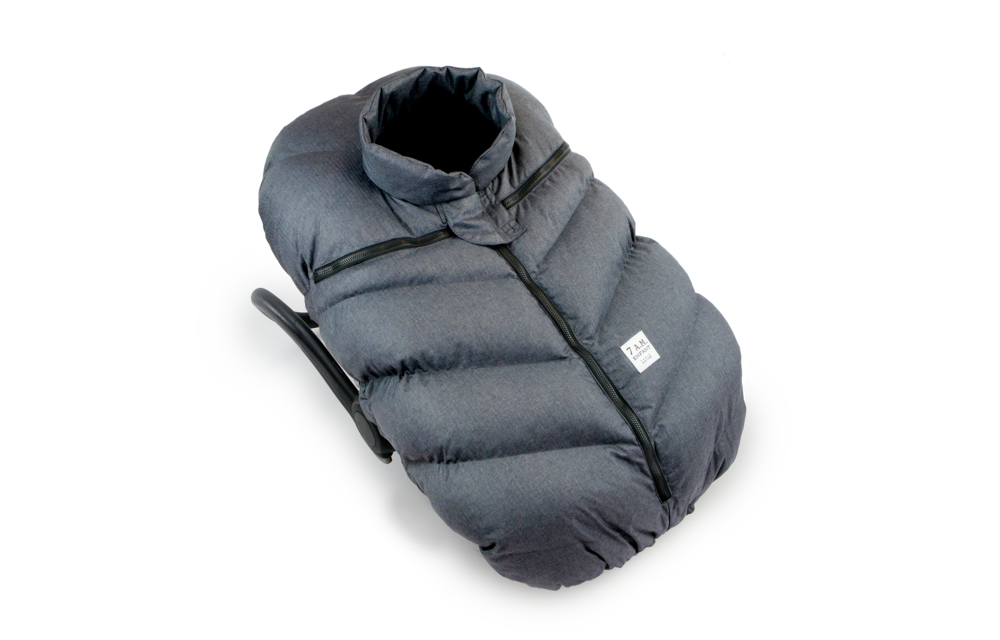 7 A.M. Car Seat Cover - Cocoon In Heather Grey Dark- Black PLush 0-12 Months
