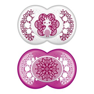 Mam Mam Clear Silicone Pacifier 2-Pack (Assorted) - 6 + Months