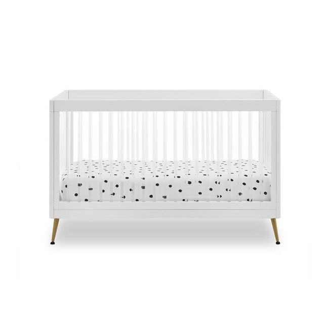 Delta  Sloane 3-in-1 Acrylic Crib with Toddler Guard Rail In White With Melted Bronze