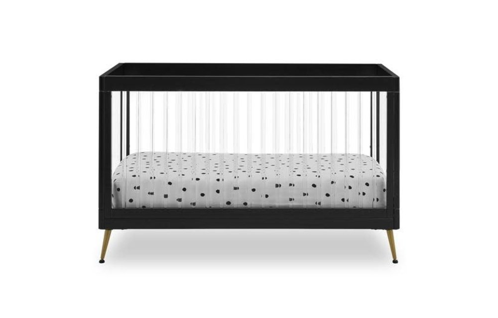 Delta Sloane 3-in-1 Acrylic Crib with Toddler Guard Rail In Black With Melted Bronze