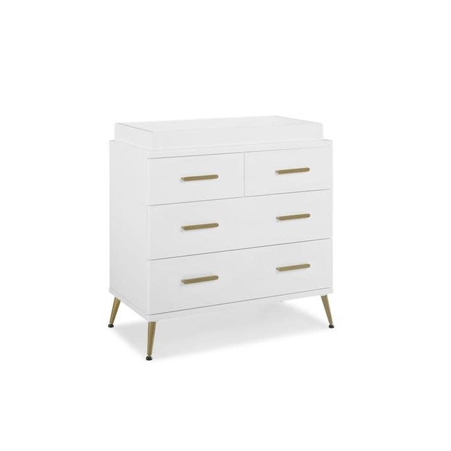 Delta Sloane 4 Drawer Dresser with Changing Top In White With Melted Bronze