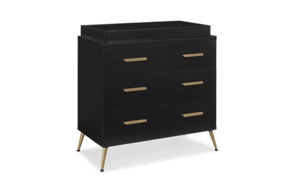 Delta Sloane 4 Drawer Dresser with Changing Top In Black With Melted Bronze