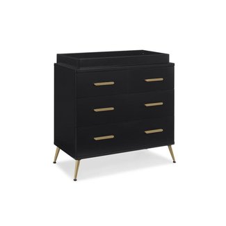 Delta Delta Sloane 4 Drawer Dresser with Changing Top In Black With Melted Bronze