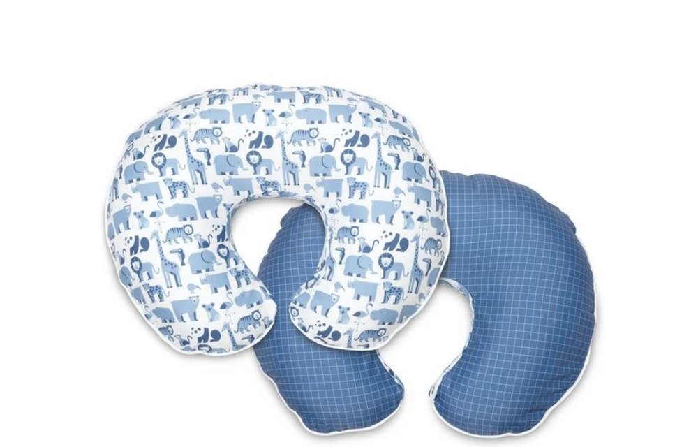 Boppy Bare Naked Pillow With Premium Slip Cover In Blue Zoo