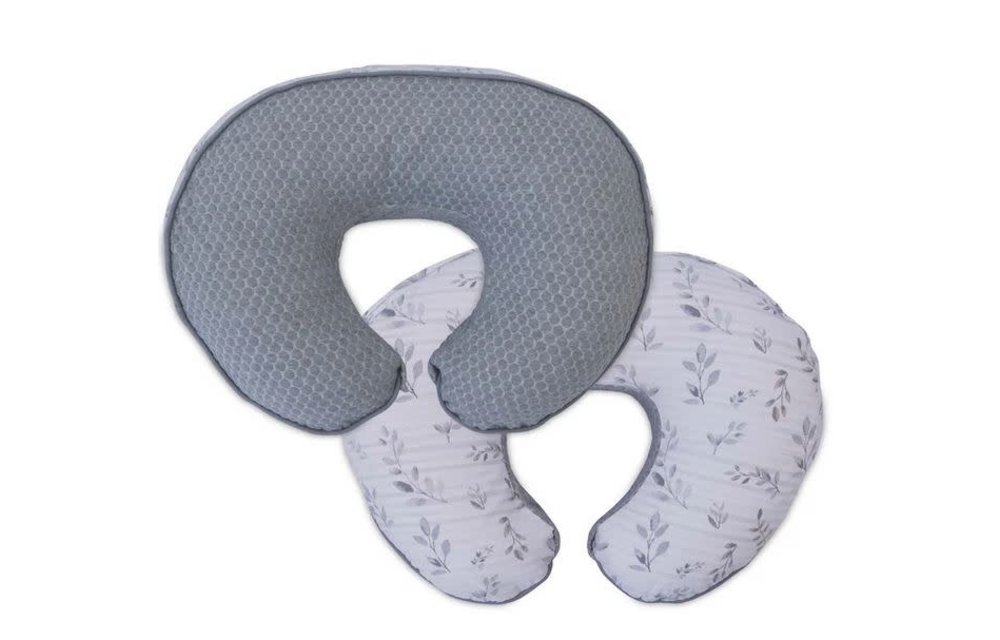 Boppy Luxe Feeding & Infant Support Pillow In Gray Penny Dot Leaf Stripe