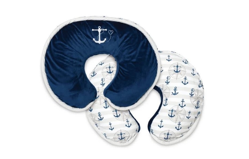 Boppy Luxe Feeding & Infant Support Pillow In Navy Nautical