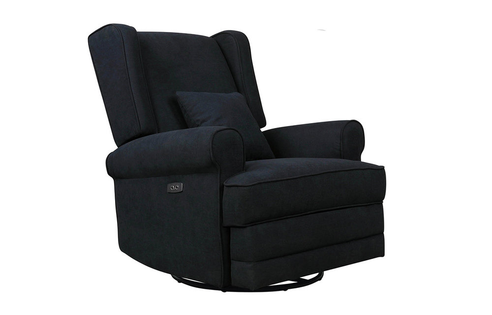 Evolur Baby Phoenix Upholstered Wing Back Power Recliner In Steel