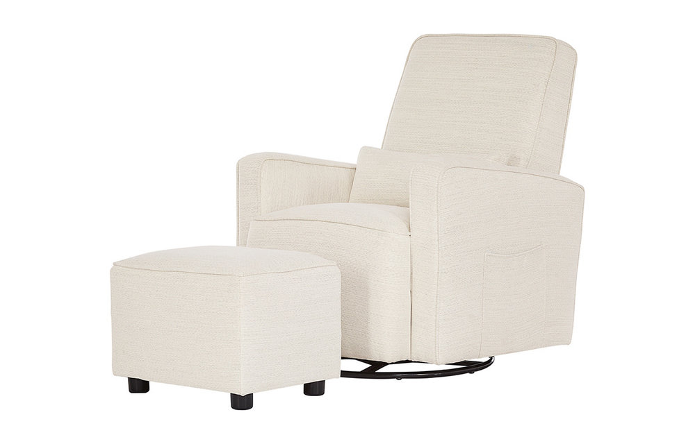 Evolur Baby Holland Upholstered Swivel Glider and Ottoman In Thunder