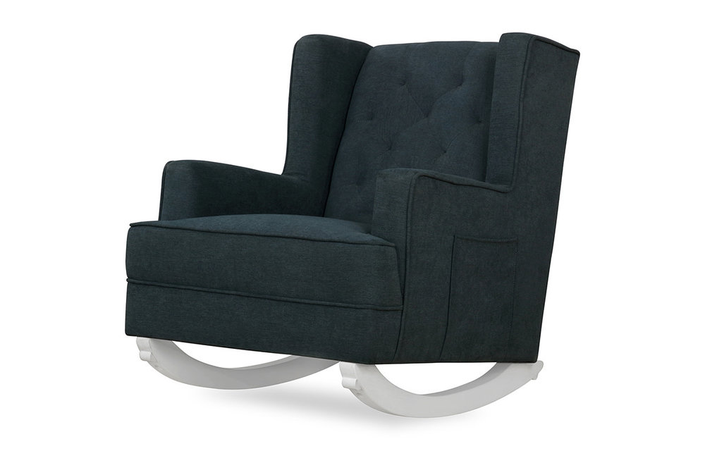 Evolur Baby Capri Wingback 2 In Rocker and Accent Chair In Steel
